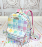 Mini Backpack - Rainbow Gingham Mouse Head