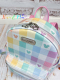 Mini Backpack - Rainbow Gingham Mouse Head