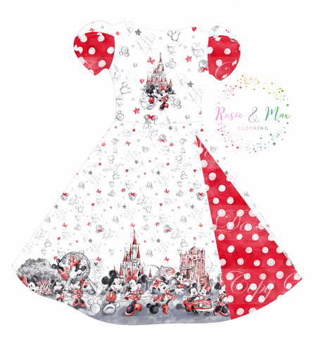 PREORDER - Mouse Park Day - BORDER - Peek-a-Boo Dress