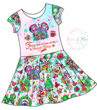 PREORDER - Artistic Christmas Town - Isla DRESS w/panel - Naughty List