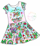 PREORDER - Artistic Christmas Town - Isla DRESS w/panel - Favorite Things