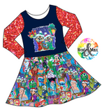 PREORDER - Christmas Sweater - Chipmunks - Isla DRESS w/panel