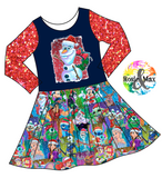 PREORDER - Christmas Sweater - Snowman - Isla DRESS w/panel