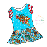 PREORDER - Red Nosed Reindeer - Blue - Isla Tunic w/PANEL